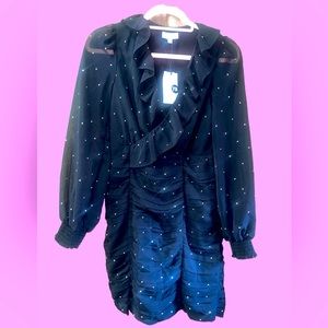 🆕#152-A loves A, Ruffle Black Mini dress NWT, Size XS